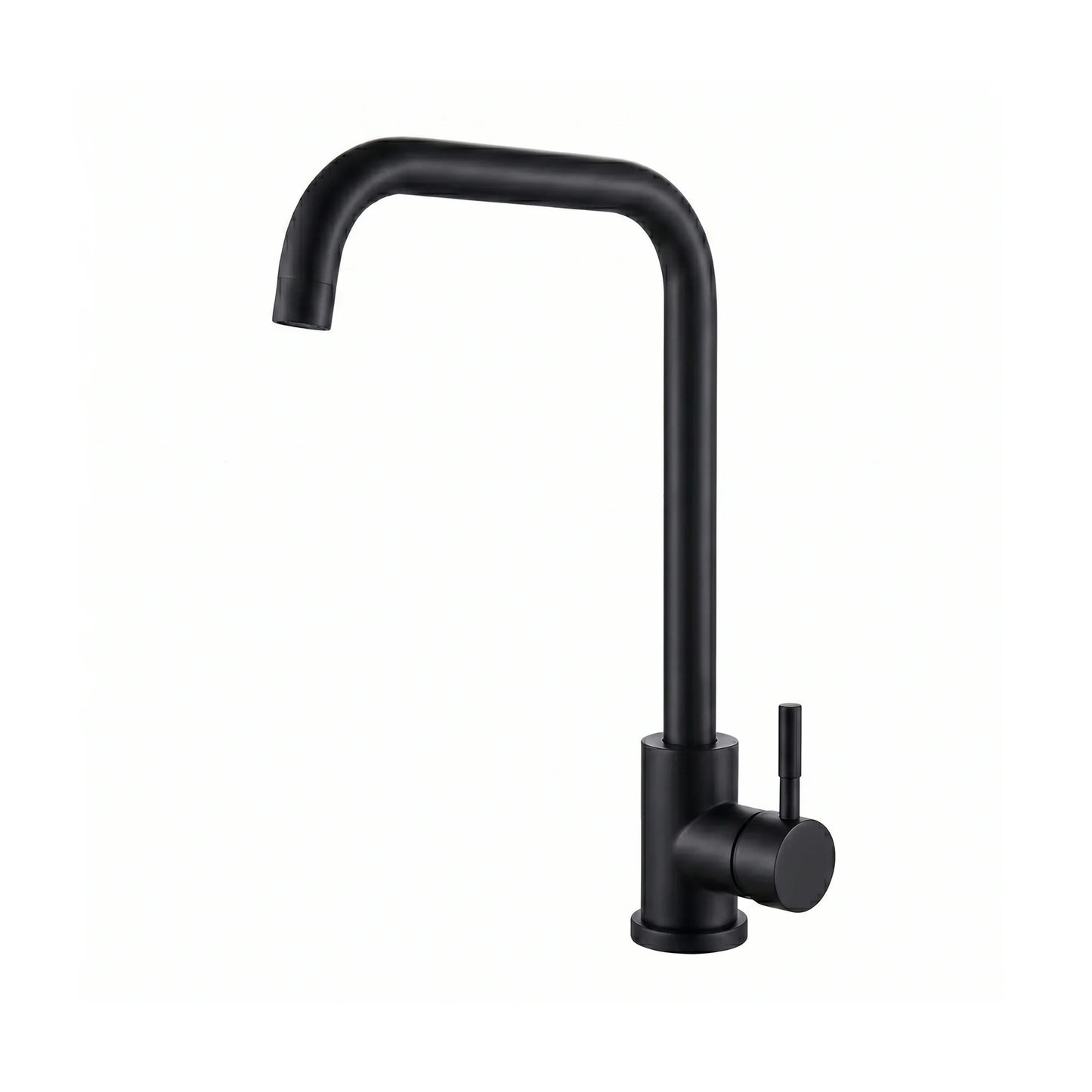 Square-Neck Kitchen Mixer Tap – Matte Black on white background