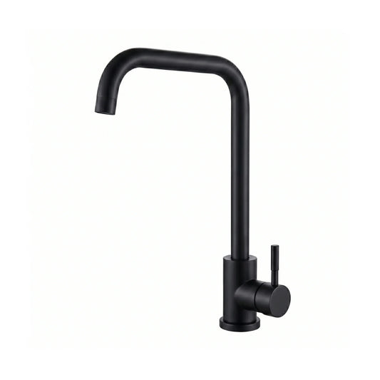 Square-Neck Kitchen Mixer Tap – Matte Black on white background