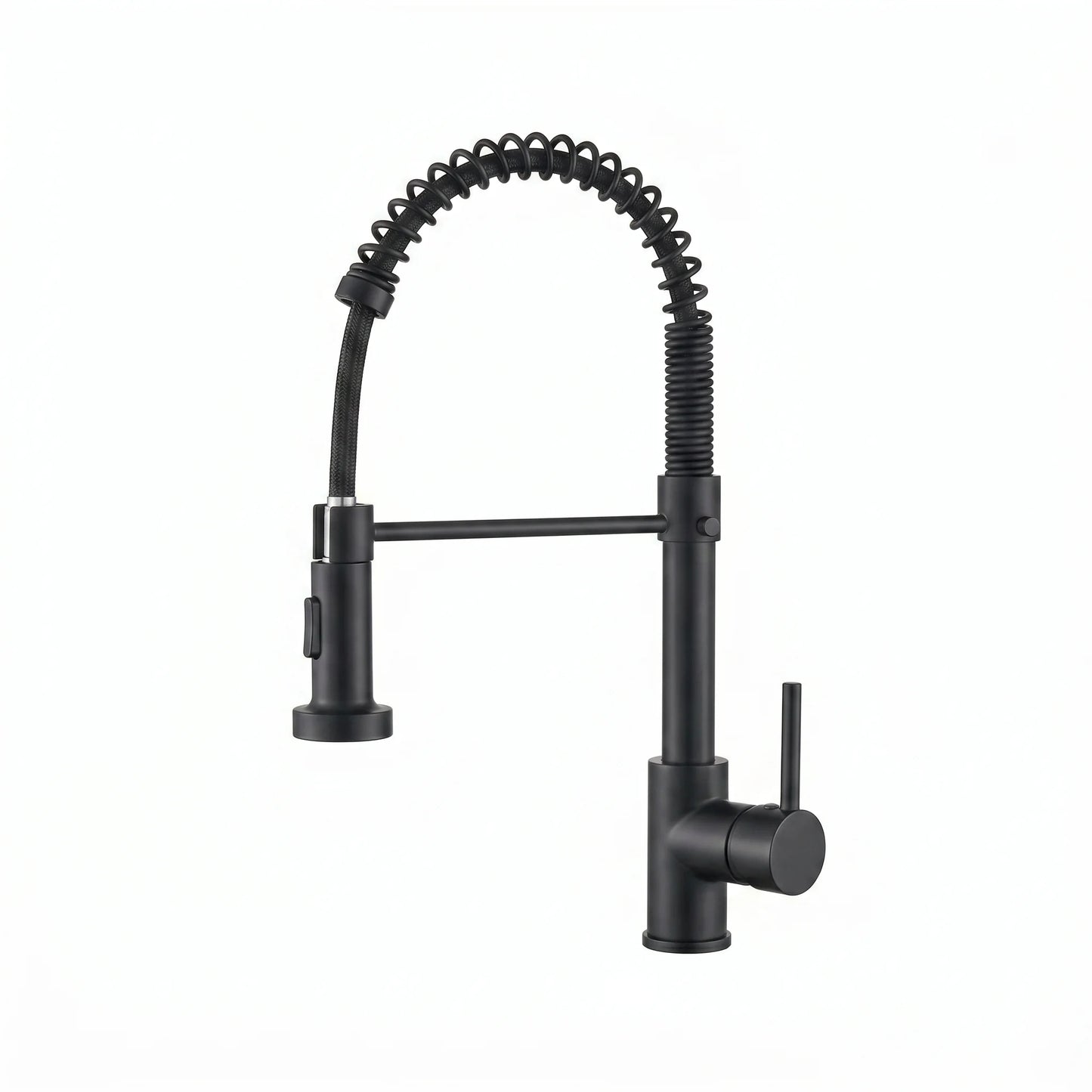 Pull-Down Kitchen Mixer Tap – Matte Black on white background