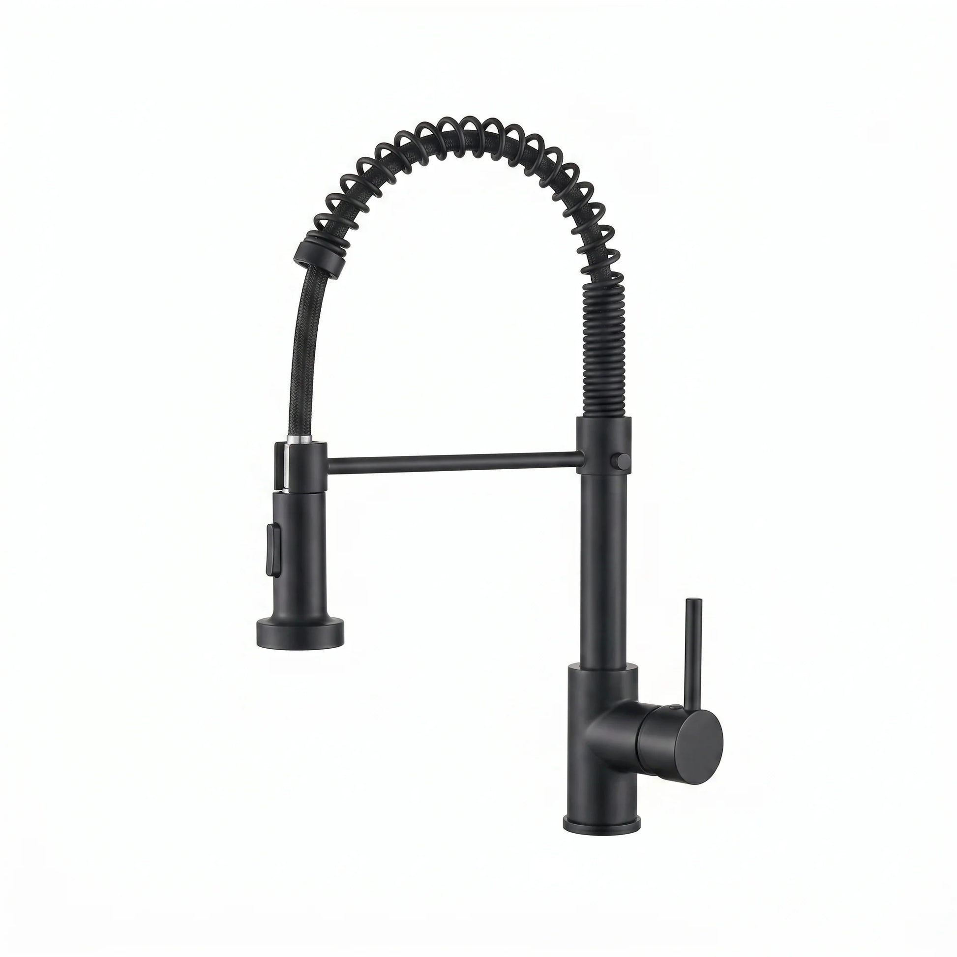 Pull-Down Kitchen Mixer Tap – Matte Black on white background