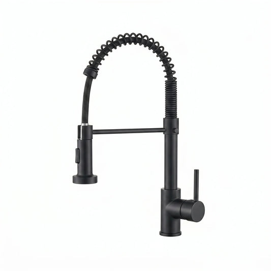 Pull-Down Kitchen Mixer Tap – Matte Black on white background