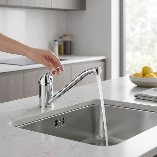 Chrome Kitchen Mixer Tap – Single-Lever installed in kitchen